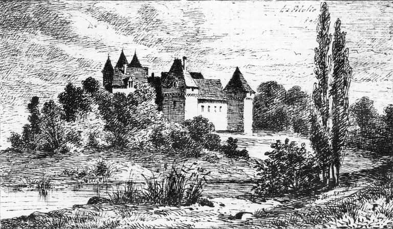 Lithographie représentant le château au nord-ouest, s.d. (vers 1900 ?).