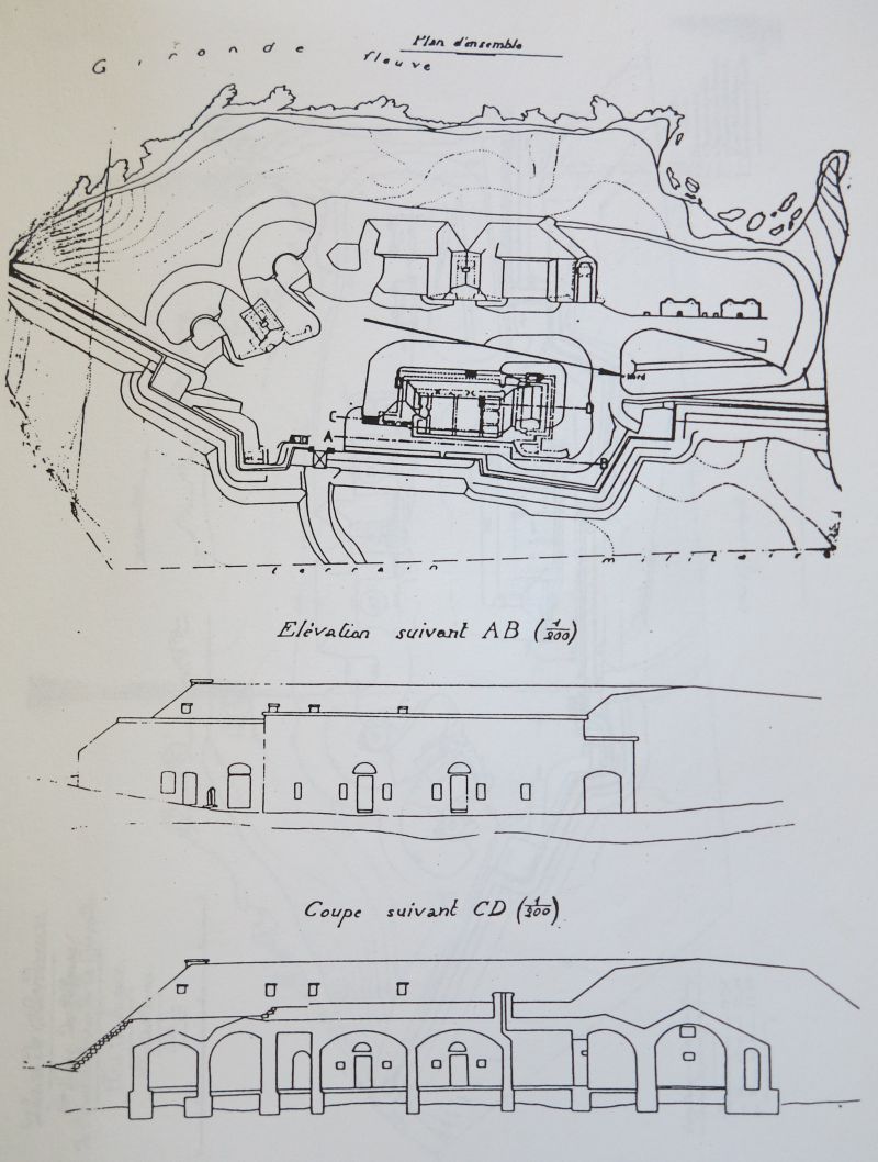 Plan, élévation et coupe du fort et de son corps de garde au début du 20e siècle.