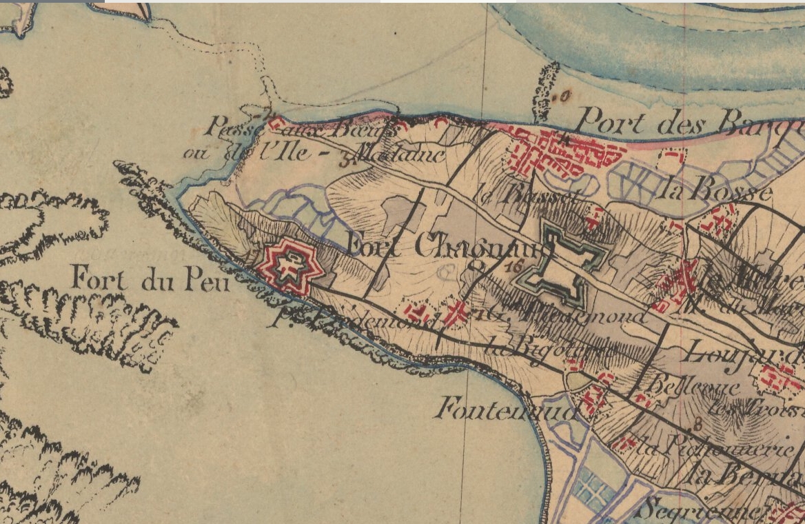 Le fort du Peu ou de Piédemont sur la carte d'Etat-major de 1866. 