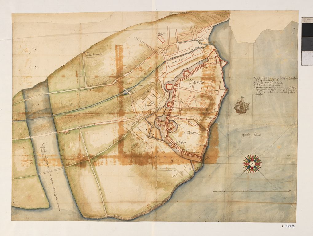Plan de la citadelle avec projet de havre. Dessin, encre et lavis, s.d. [avant 1630] (H 188873).