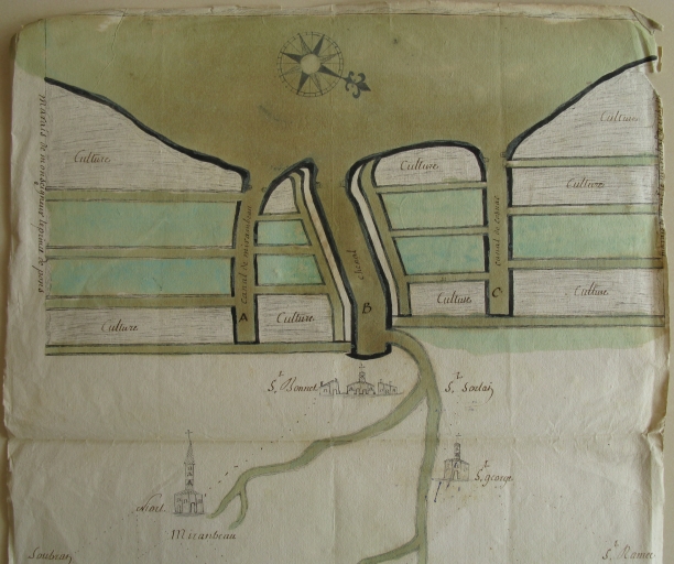 Plan du chenal de Saint-Bonnet vers 1750.