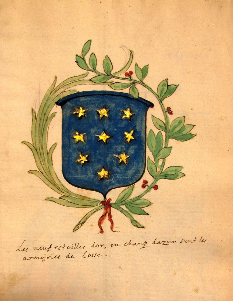 Les armoiries de la famille de Losse (BnF, département des manuscrits, collection Duchesne 58). 