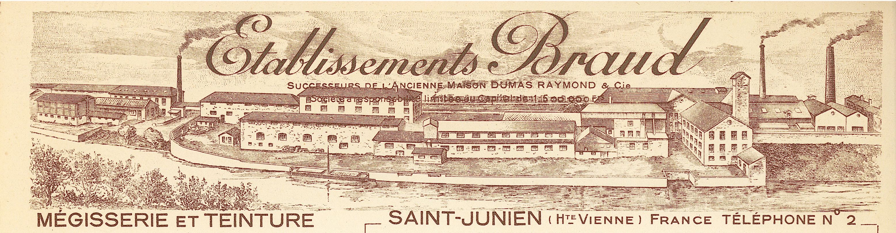 En-tête des établissement Braud, successeurs de Dumas et Raymond.
