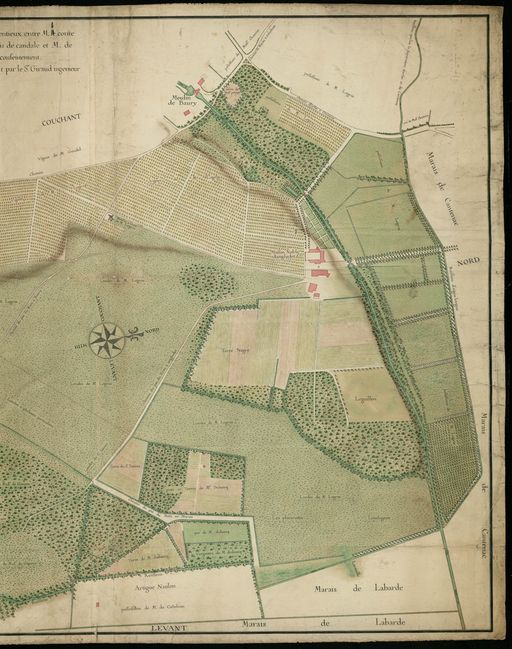 Plan de la partie sud-ouest de la commune, autour d'Angludet, 1771 : détail de la partie droite.