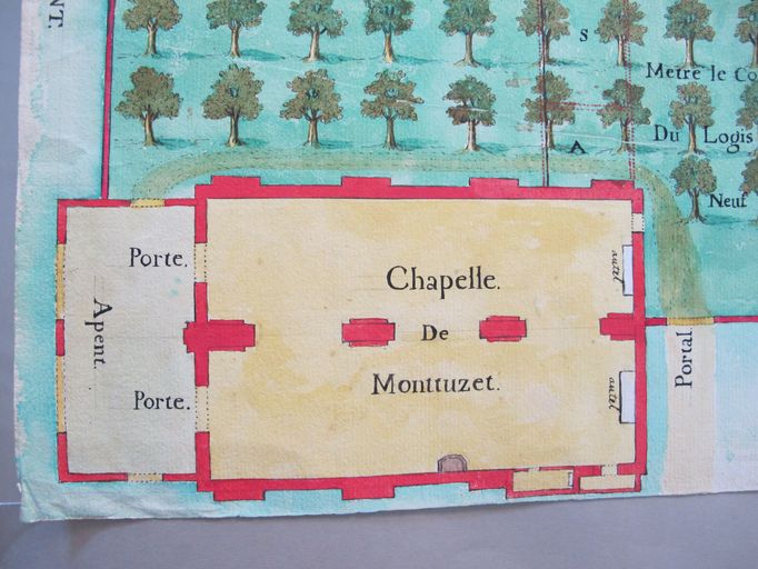 Plan de Notre-Dame de Montuzet : détail de la chapelle (18e siècle ?).