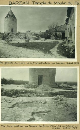 Photos du moulin du Fâ lors des fouilles de 1939.