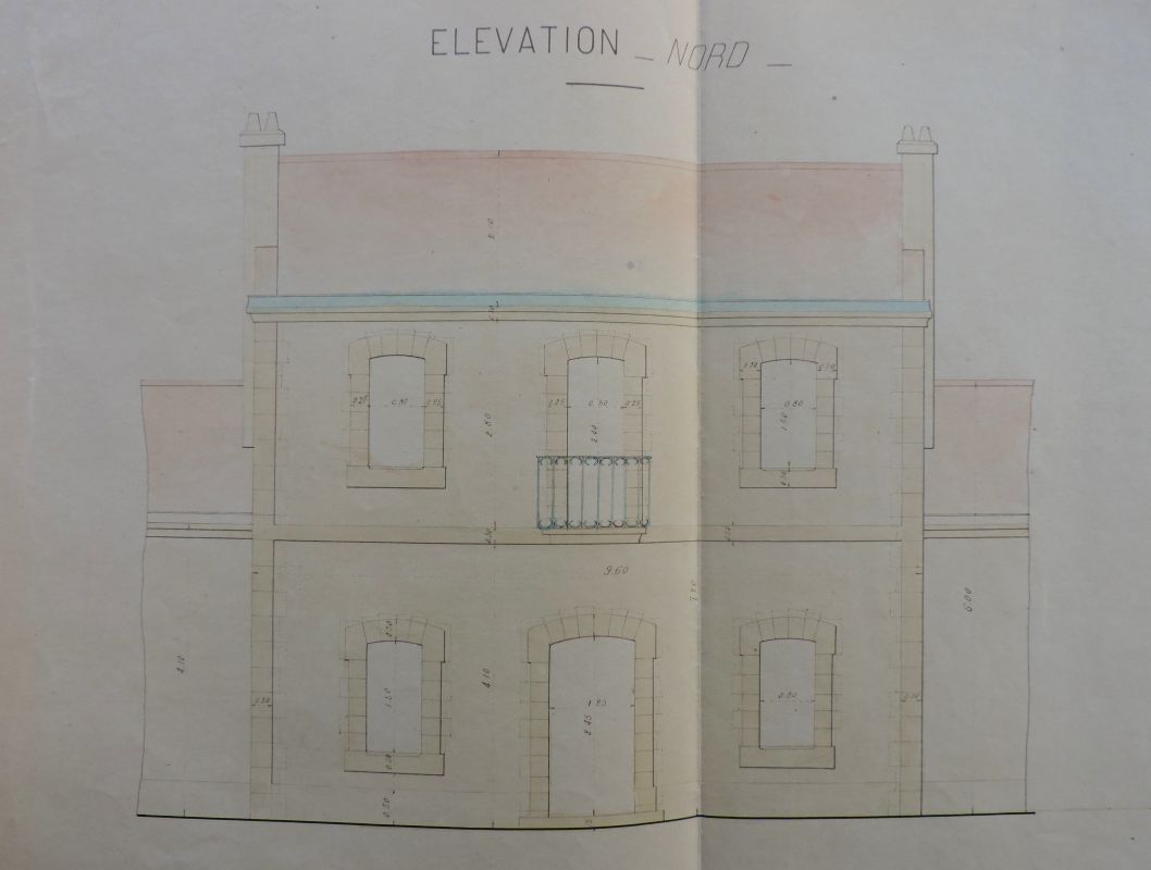 Plan du phare de 1905, 30 juillet 1904 : élévation du bâtiment d'administration.