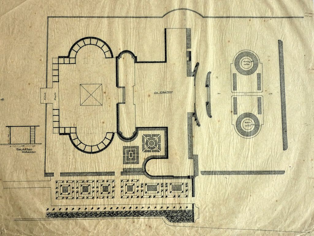 Plan projet d'aménagement des abords de l'hôtel et Casino, 1925, Société d'Horticulture Gélos Frères.