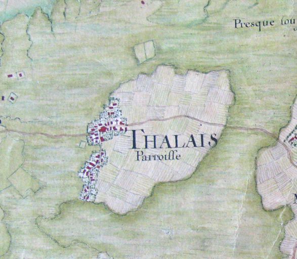 Extrait de la carte de l'embouchure de la Garonne, 1759 : indication de la paroisse de Thalais.