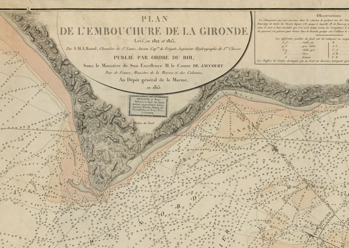 La baie de Bonne-Anse et la pointe de la Coubre sur un plan de l'embouchure de la Gironde en 1812.