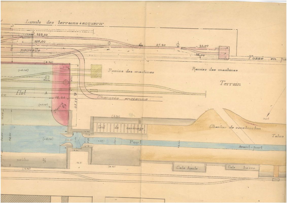 Projet de réaménagement du port en 1908 : aménagements de la rive gauche et avant-port.