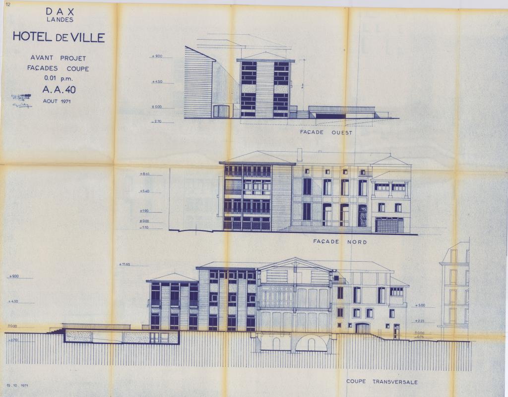 Avant-projet, façades, coupes. René Guichemerre, 1971.