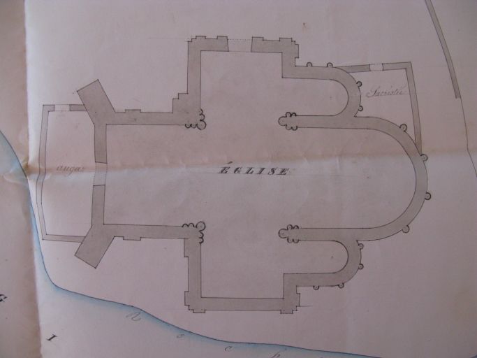 Plan de l'église en 1853, extrait d'un plan du cimetière.