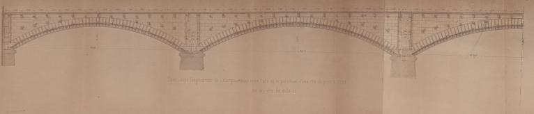Elargissement du pont. Demi-coupe longitudinale, 1909.