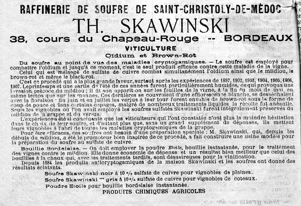 Annonce publicitaire (Almanach garonnais, 1909).