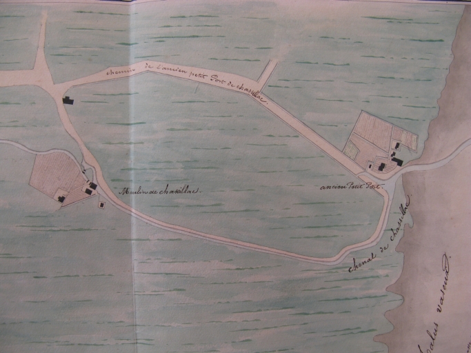 Projet d'amélioration de Port-Maubert par l'ingénieur Lessore en 1839 : le moulin et le port de Chassillac.