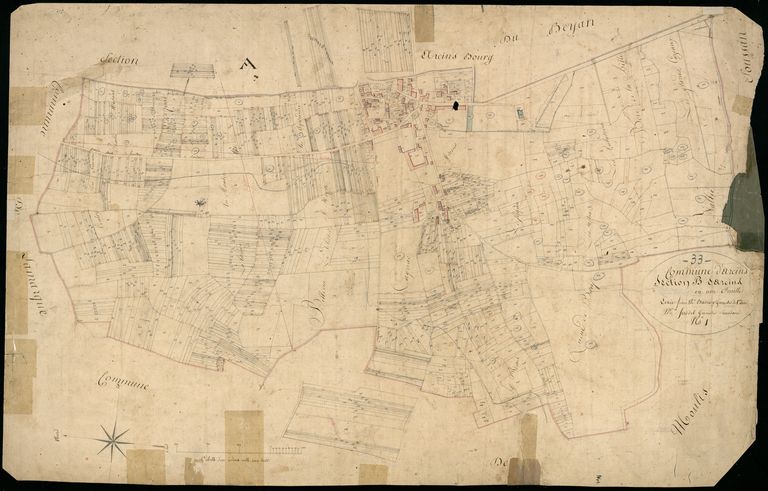 Plan cadastral de 1826, section B d'Arcins.
