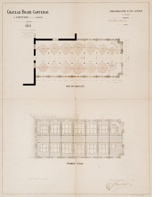 Construction d'un cuvier à étage, plans du rez-de-chaussée et du premier étage, 1 mars 1877.