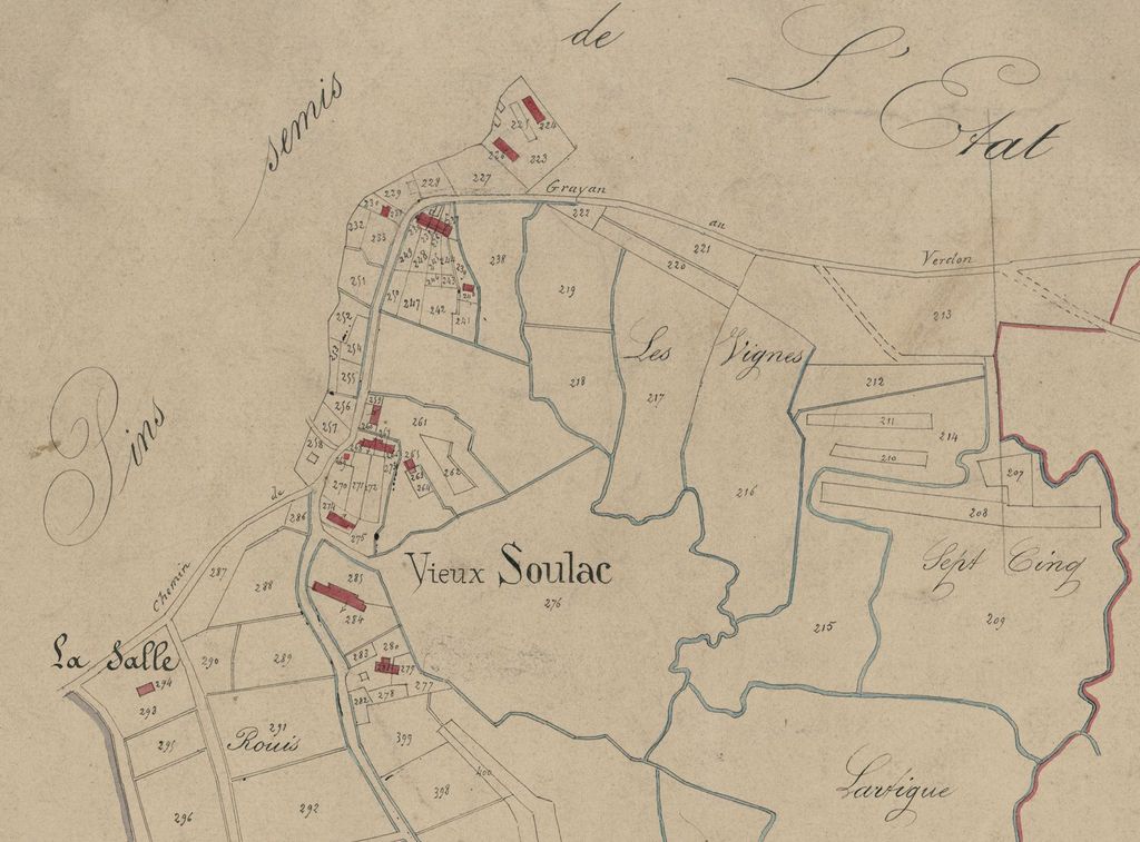 Extrait du plan cadastral de 1833, section B : Vieux Soulac.