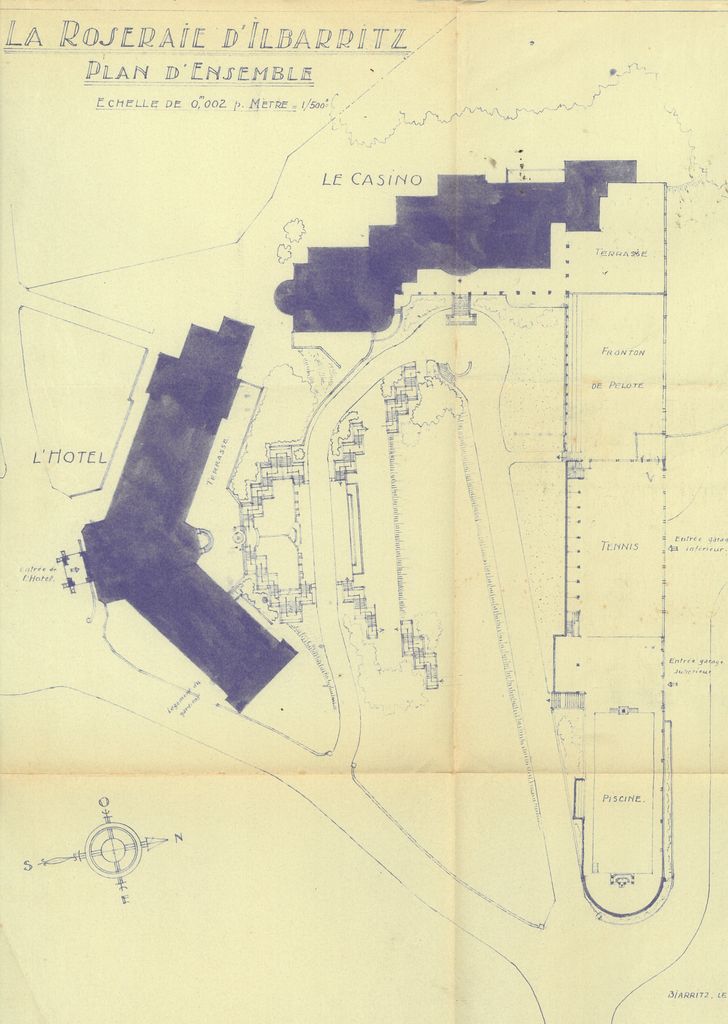 Plan état des lieux du complexe hôtelier, A. Lesgourgues, mars 1948.