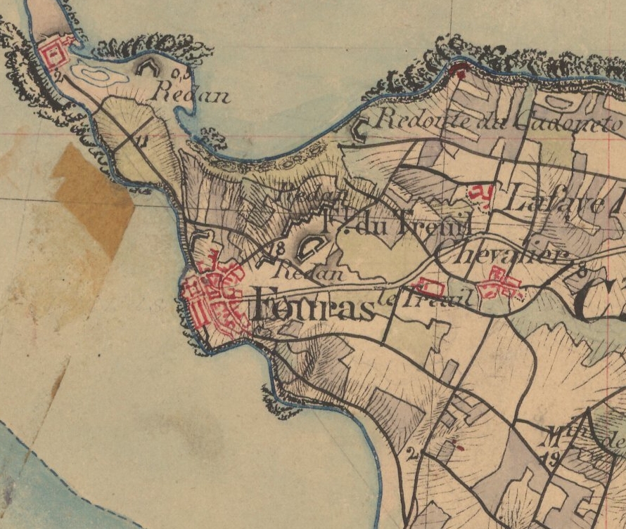 La redoute du Treuil sur la carte d'Etat-major de 1866.