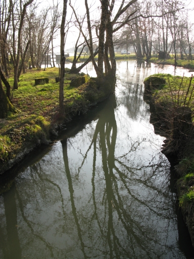 L'étier de Maubert au niveau de l'ancien moulin à eau, vu vers l'aval.