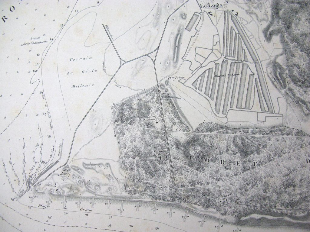 Plan général des travaux de défense de la pointe de Grave, 1er avril 1855 : détail de la pointe de Grave.