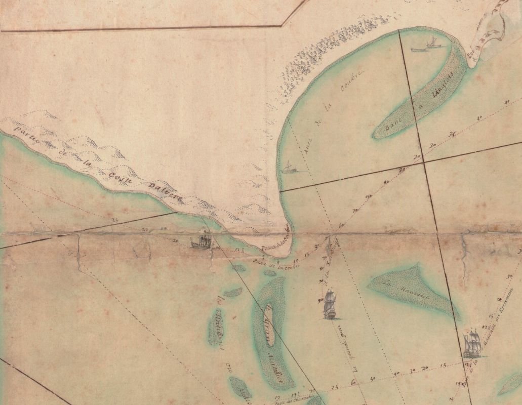 La pointe de la Coubre sur une carte de la Gironde en 1692.