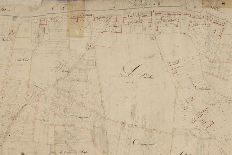 Extrait du plan cadastral de 1826 : bourg, section sud.
