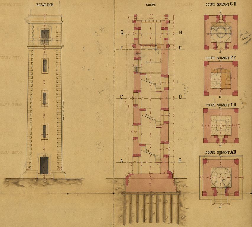 Avant-projet de reconstruction du phare de Patiras, 14 janvier 1876.