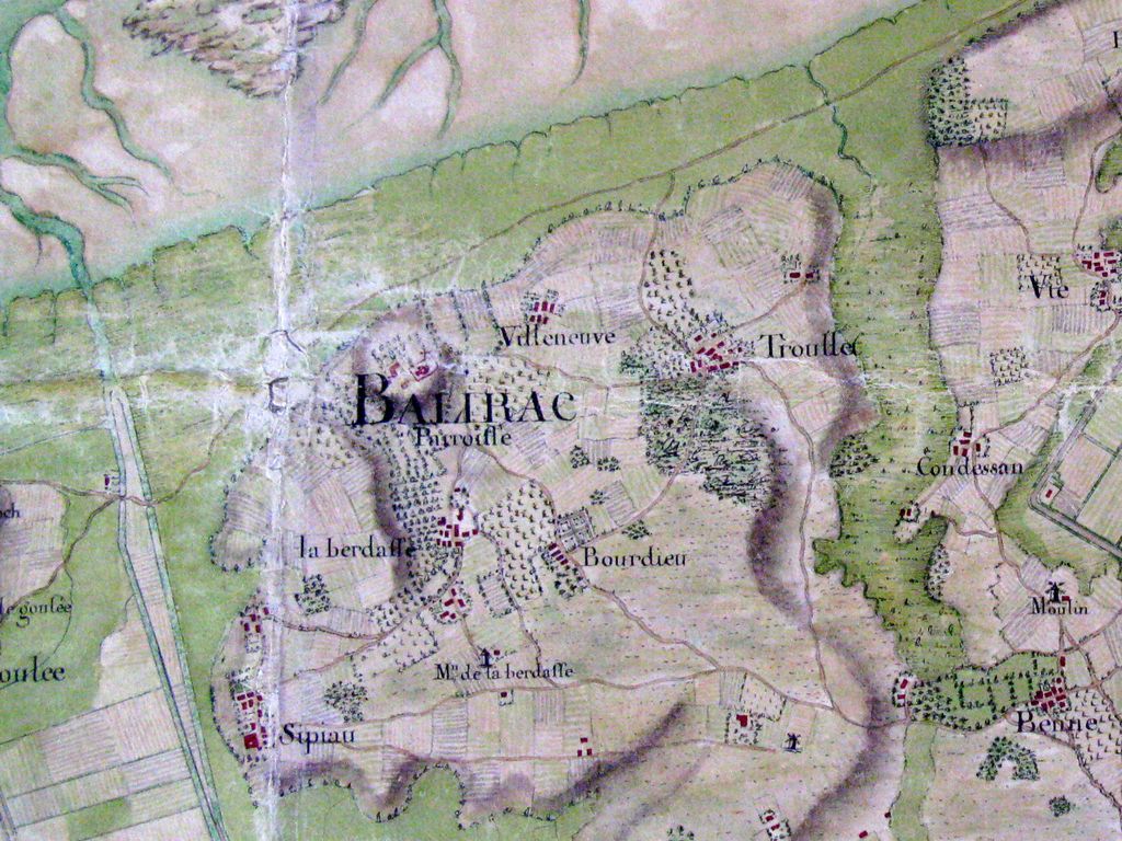 Extrait de la carte du cours de la Garonne, 1759.