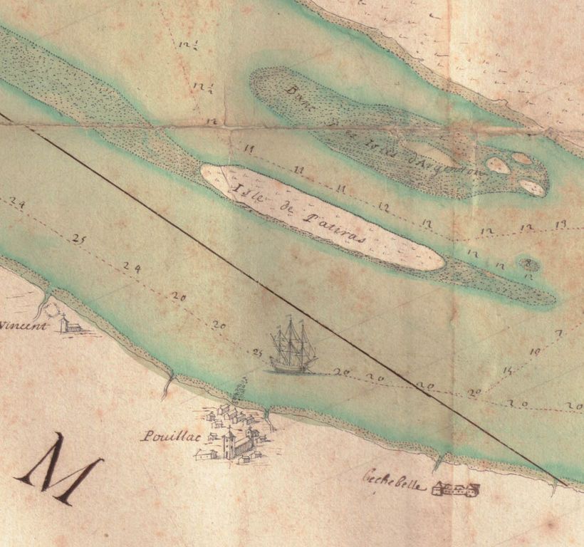 Extrait de la Carte des rivières de la Gironde et Dordogne, 1692.