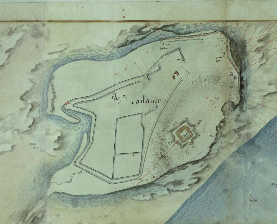 Les défenses de l'île Madame sur un plan de 1811. 