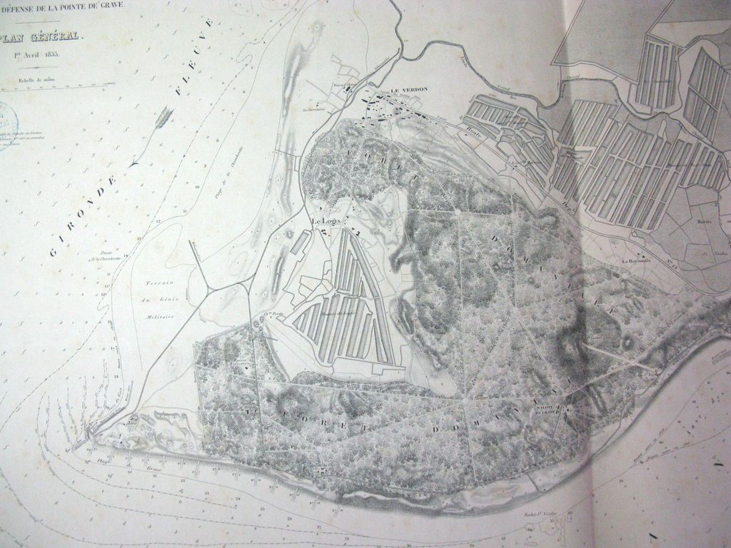 Plan général des travaux de défense de la pointe de Grave, 1855.