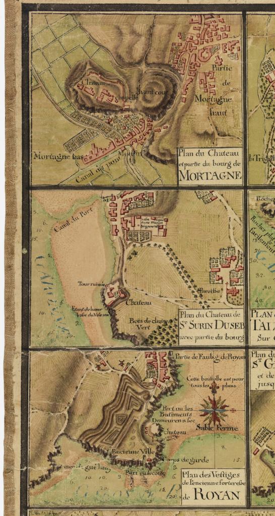 Plan de Saint-Seurin-d'Uzet, au centre, par Desmarais, en 1759.