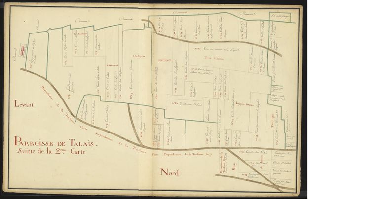 Plan de la paroisse de Talais, 2ème moitié du 18e siècle : suite de la deuxième carte.
