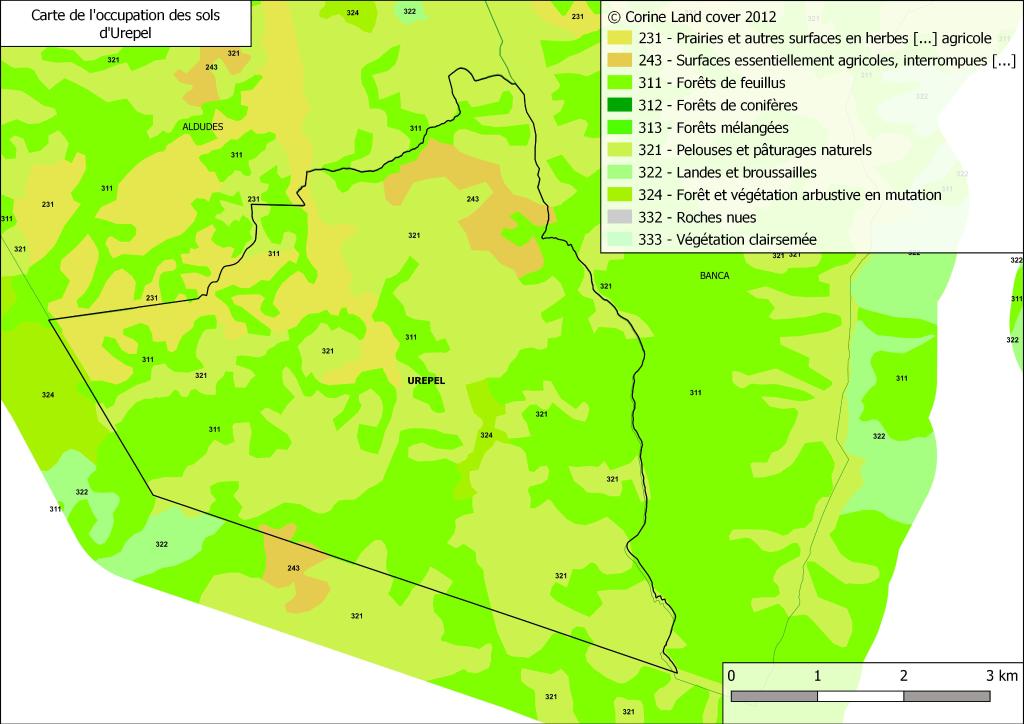 Carte de l'occupation des sols d'Urepel