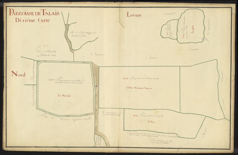Plan de la paroisse de Talais, 2ème moitié du 18e siècle : dixième carte.