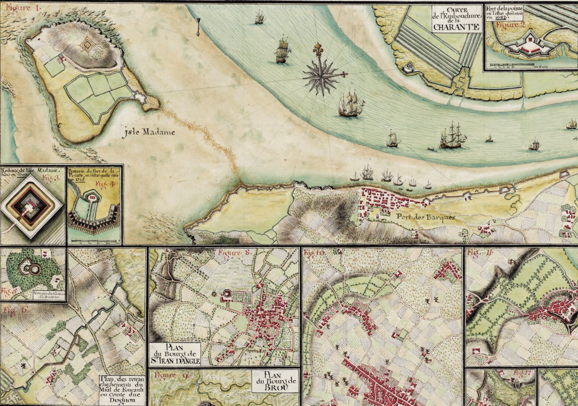 L'entrée de la Charente et le plan de la redoute de l'île Madame après 1715. 