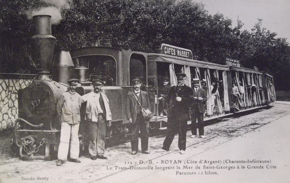 Le train Decauville reliant Royan et Saint-Georges-de-Didonne, vers 1910.