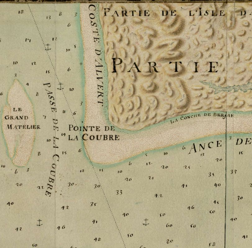 La pointe de la Coubre, couverte de dunes et vierge de construction, par Claude Masse vers 1706.