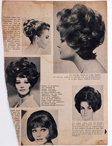 Photographies de coiffures conservées dans l'atelier.