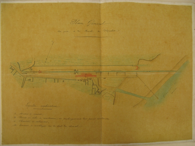Plan général du port et du chenal de Maubert en 1867.