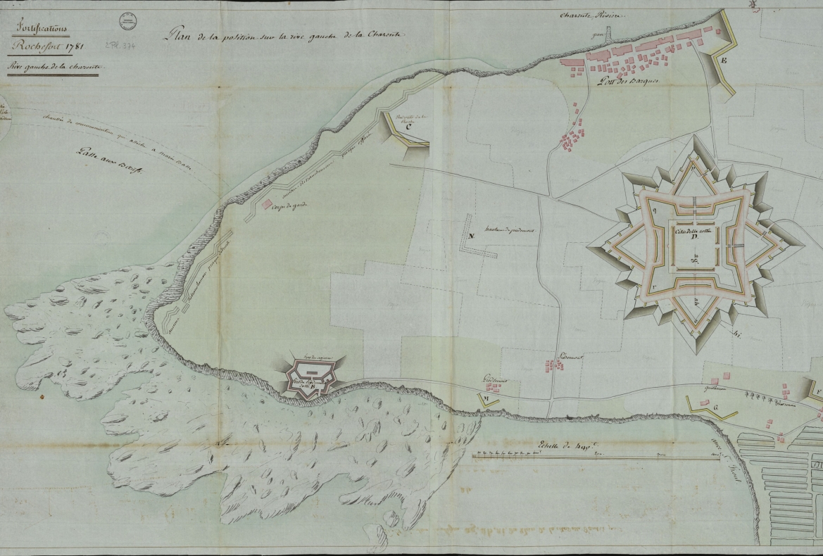 Projet du fort sur une carte des positions de la rive gauche en 1781. 