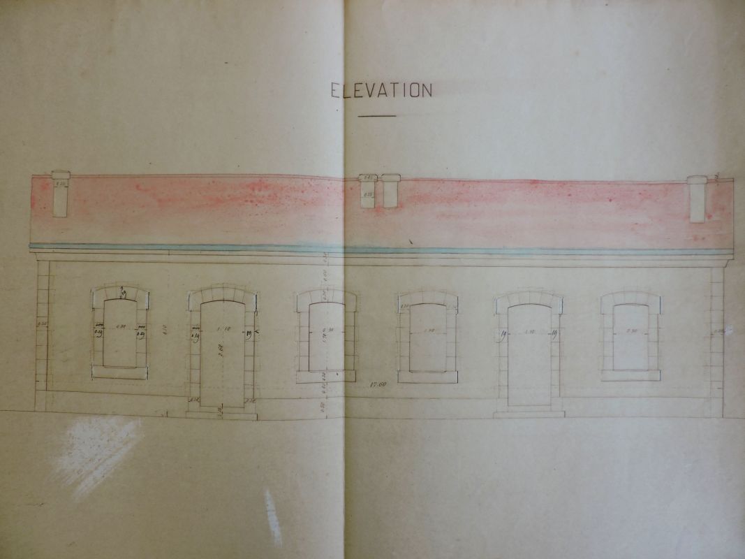 Plan du phare de 1905, 30 juillet 1904 : élévation d'un des bâtiments de logements de gardiens.