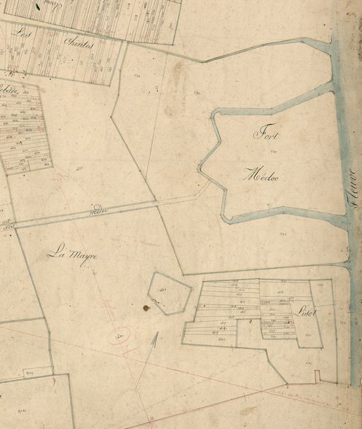 Plan cadastral de 1826 : détail sur le Fort-Médoc.