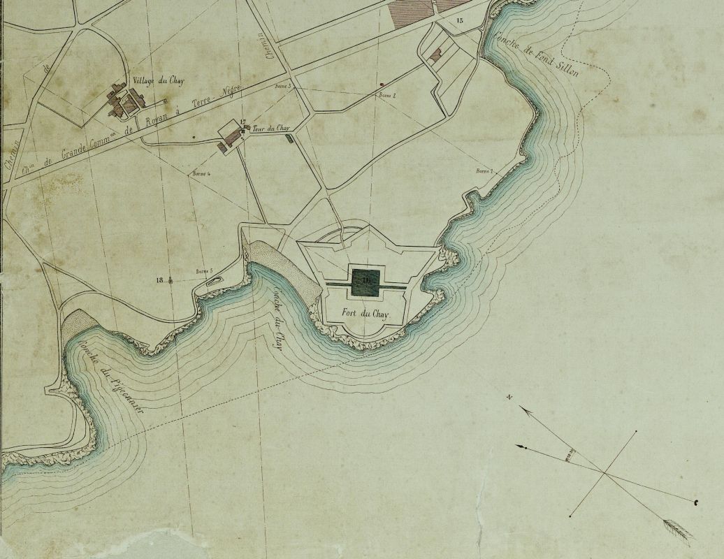Plan de Royan vers 1855, détail : les conches du Chay et du Pigeonnier.