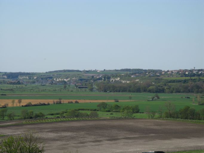 Les marais entre Floirac et Mortagne, avec le port et le bourg de Mortagne en arrière-plan.