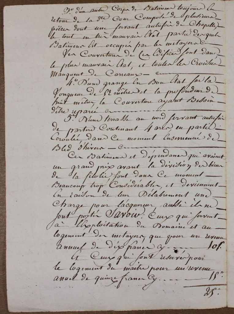 Procès-verbal de visite du château, 9 avril 1809, fol. 1v° (AD Dordogne, Q 835).