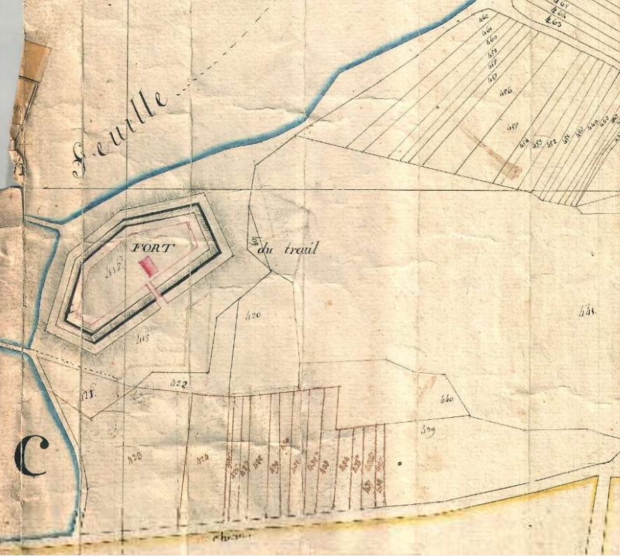 Plan de la redoute sur le plan cadastral de Fouras de 1810, section A2.
